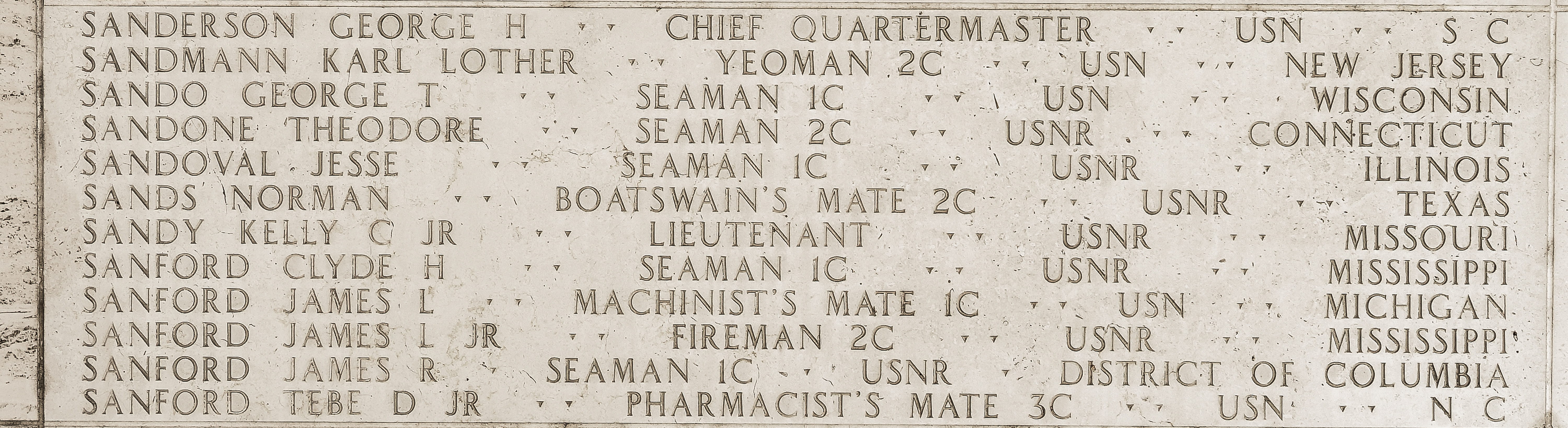 Tebe D. Sanford, Pharmacist's Mate Third Class